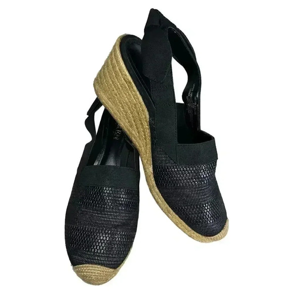 Ralph Lauren Helma Espadrille Slingback Wedge Sandals Black Size 8.5 - Picture 3 of 6